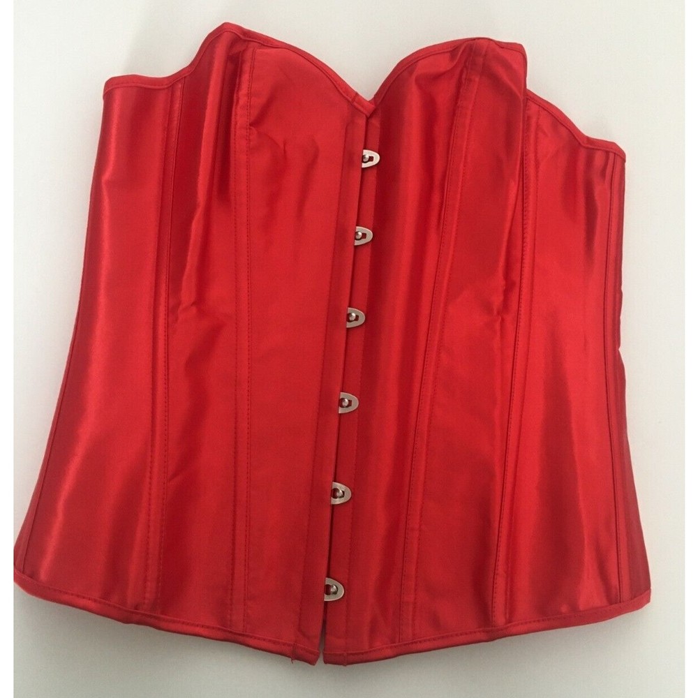 Christmas Red Satin Sexy Corset bustier shaper Size XL Halloween Cosplay